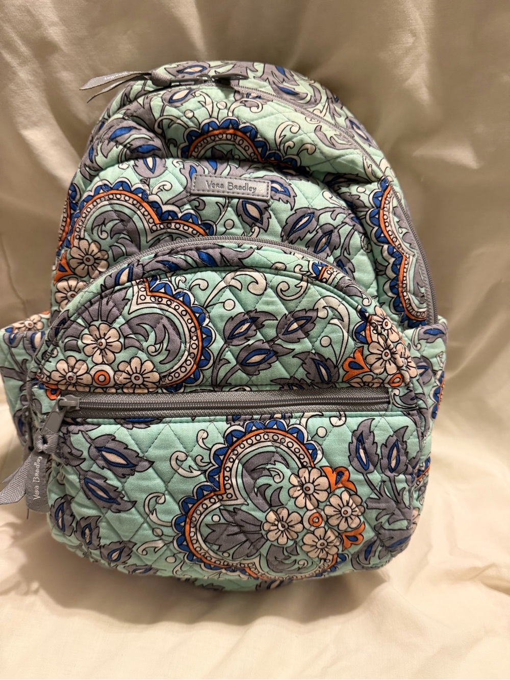 Vera Bradley Mint Paisley Floral Quilted compact Backpack